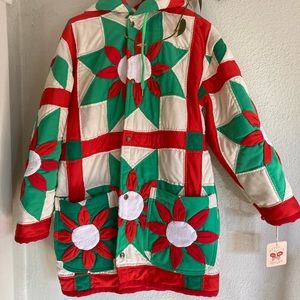 Psychic Outlaw quilt coat with hood. Size large. NWT. Handmade with pockets.